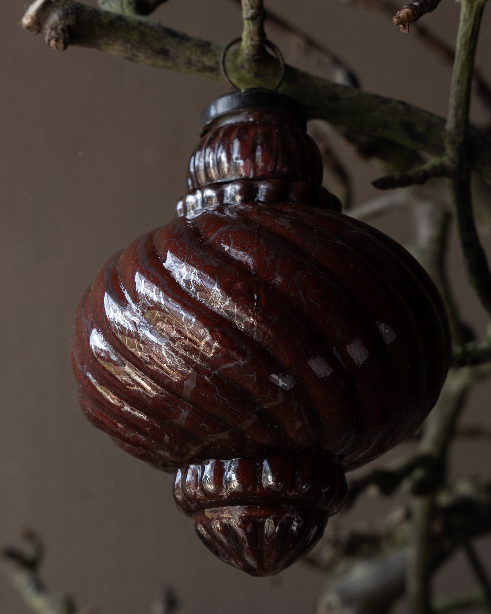 Vintage Christmas pendants rust brown glass-7