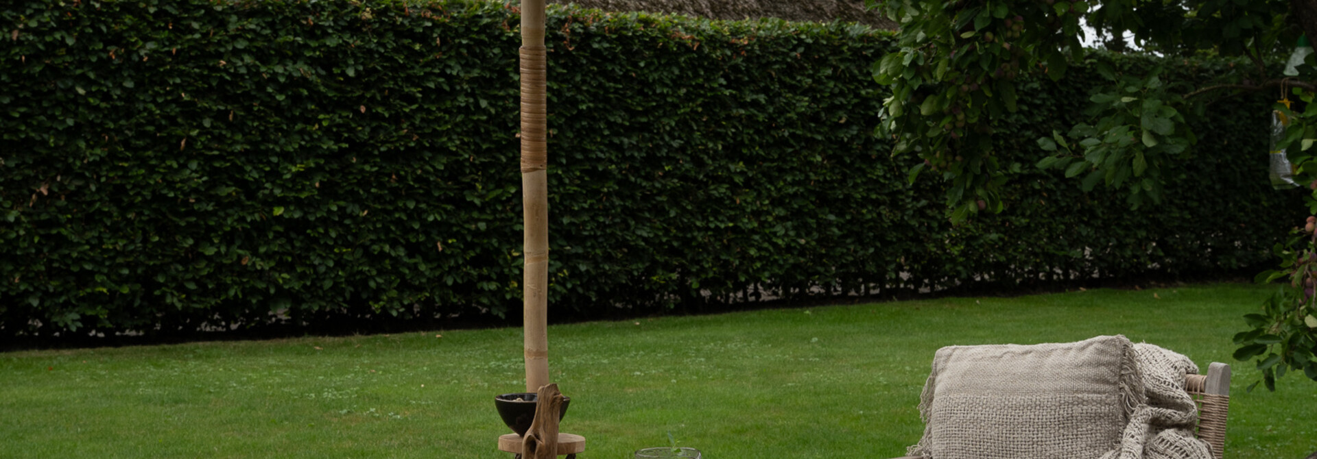 Bamboo Parasol with Palm Leaf Ø150 cm
