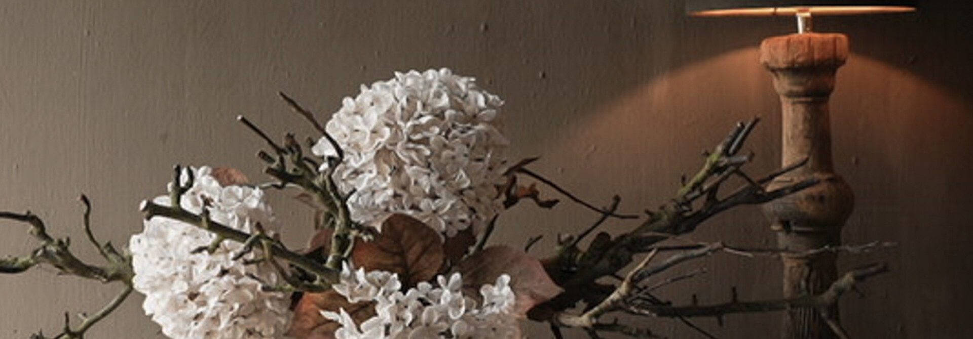 Silk-ka Hydrangea Branch Cream/Grey