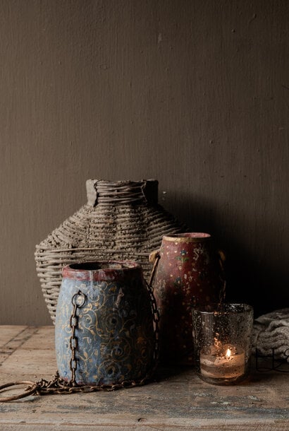 Oud Houten Kruikje met Ketting – Authentiek India