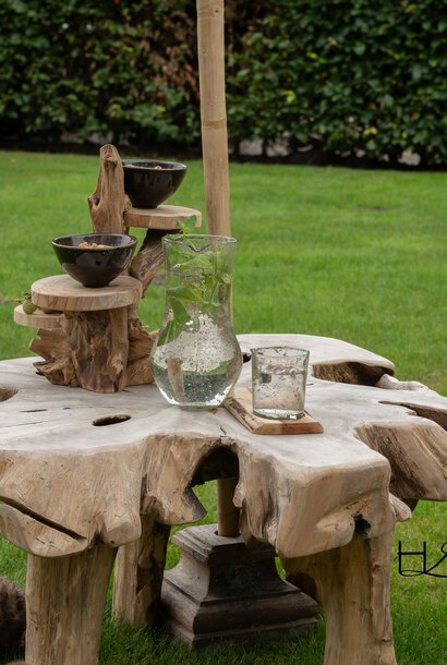 Unique Solid Teak Tree Trunk Table