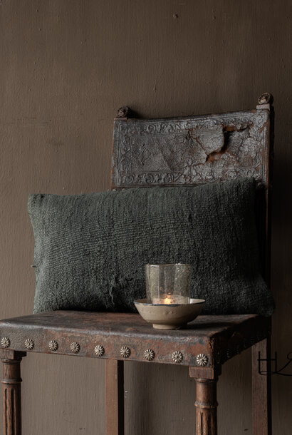 Stoer Hennep Kussen 30x50 cm | Vergrijsd groen