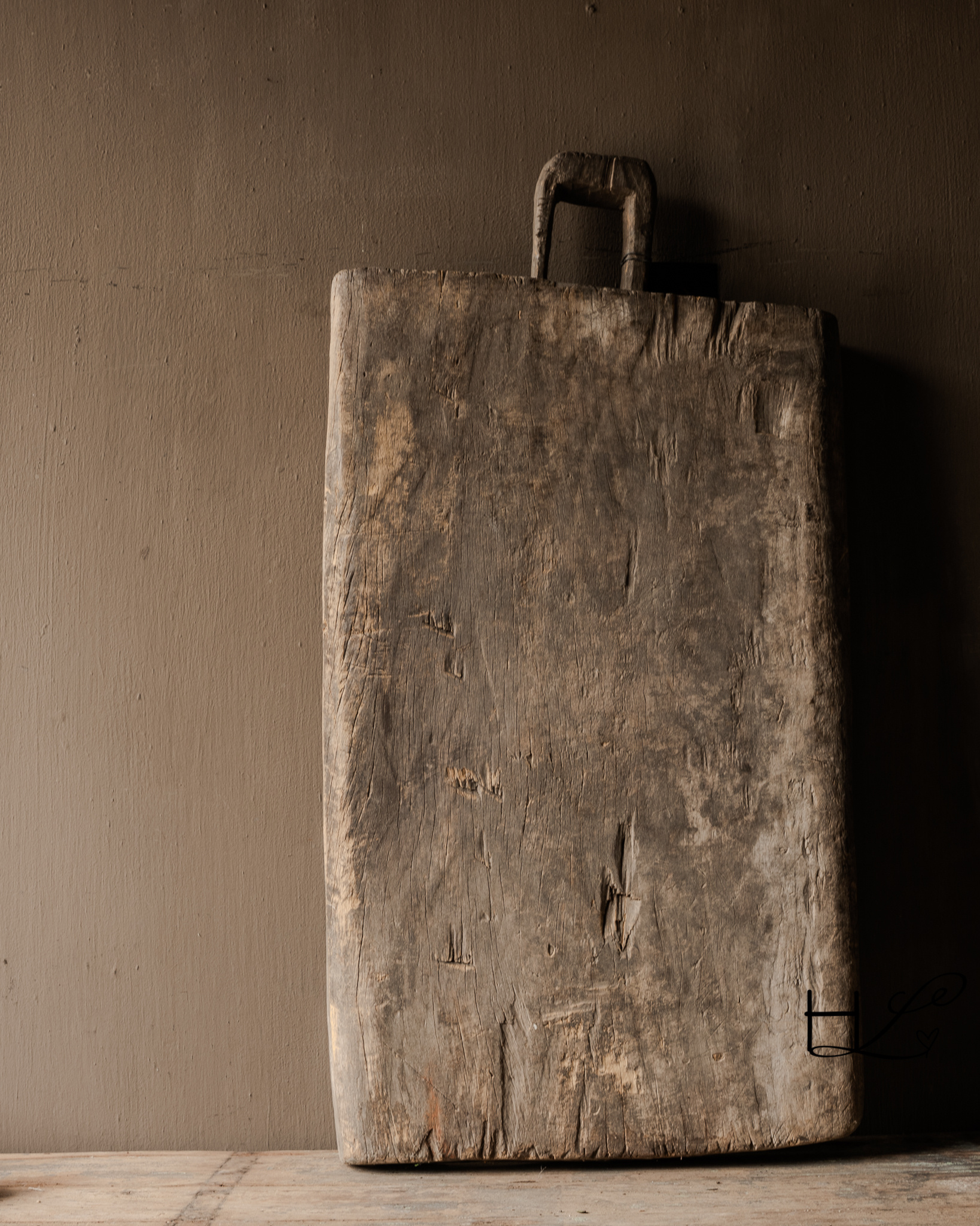 Imperfecte Oude Houten Trog /Bak met handvat-4