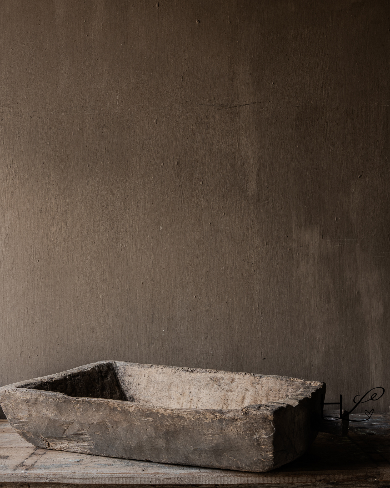 Imperfect Old Wooden Trough / Basin-9