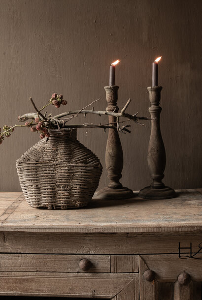 Unique old clay basket / jug