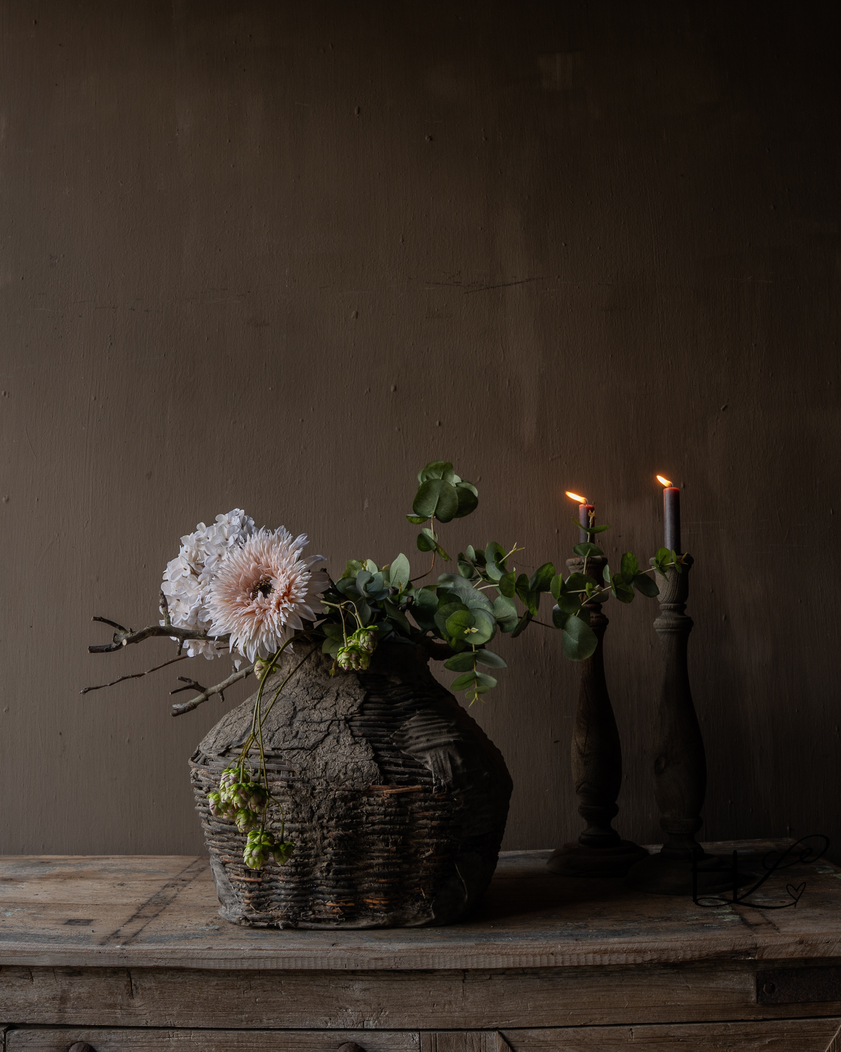 Künstlicher Blumenstrauß von Silk-ka mit Hortensien, Eukalyptus und Hopfen-2