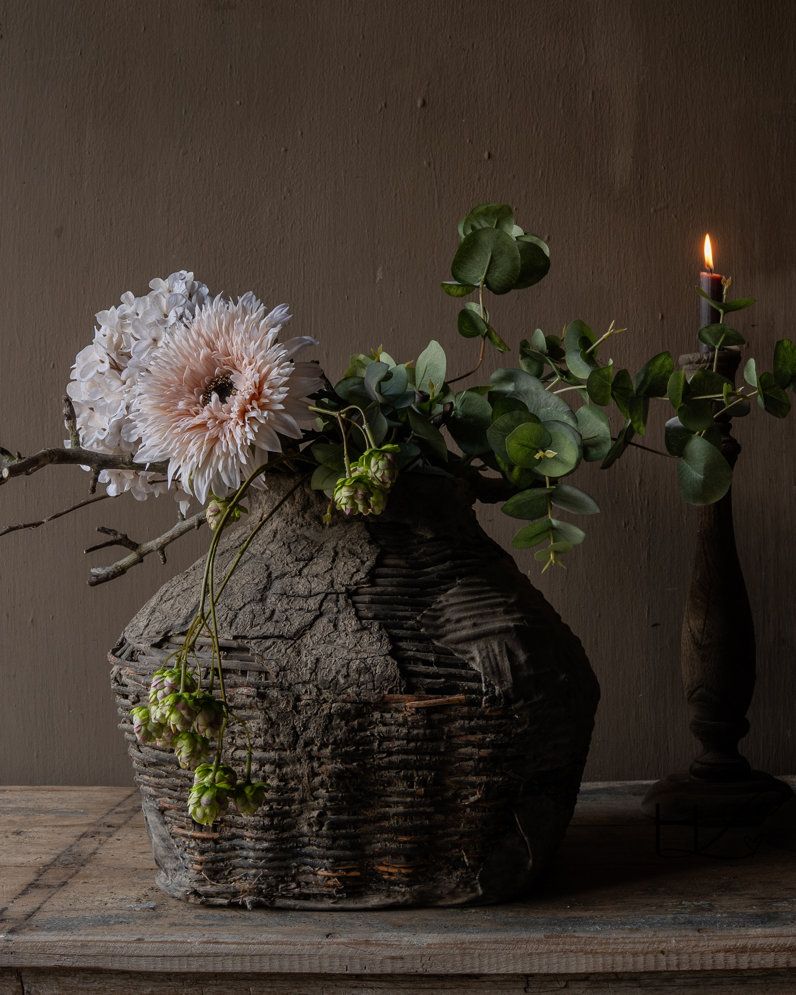 Künstlicher Blumenstrauß von Silk-ka mit Hortensien, Eukalyptus und Hopfen-3
