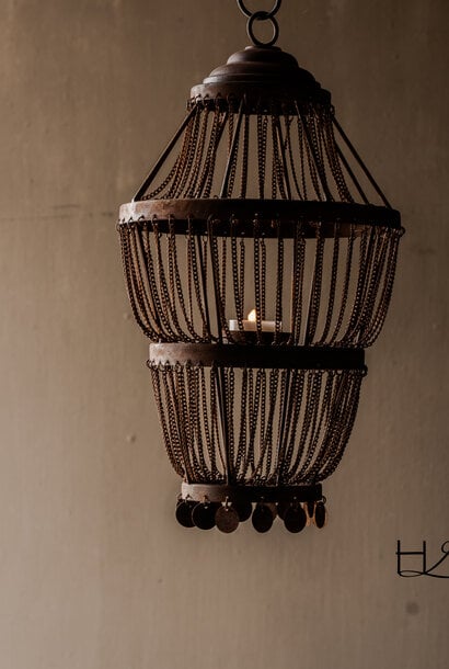 Stoere roest bruine metalen windlicht/lantaarn