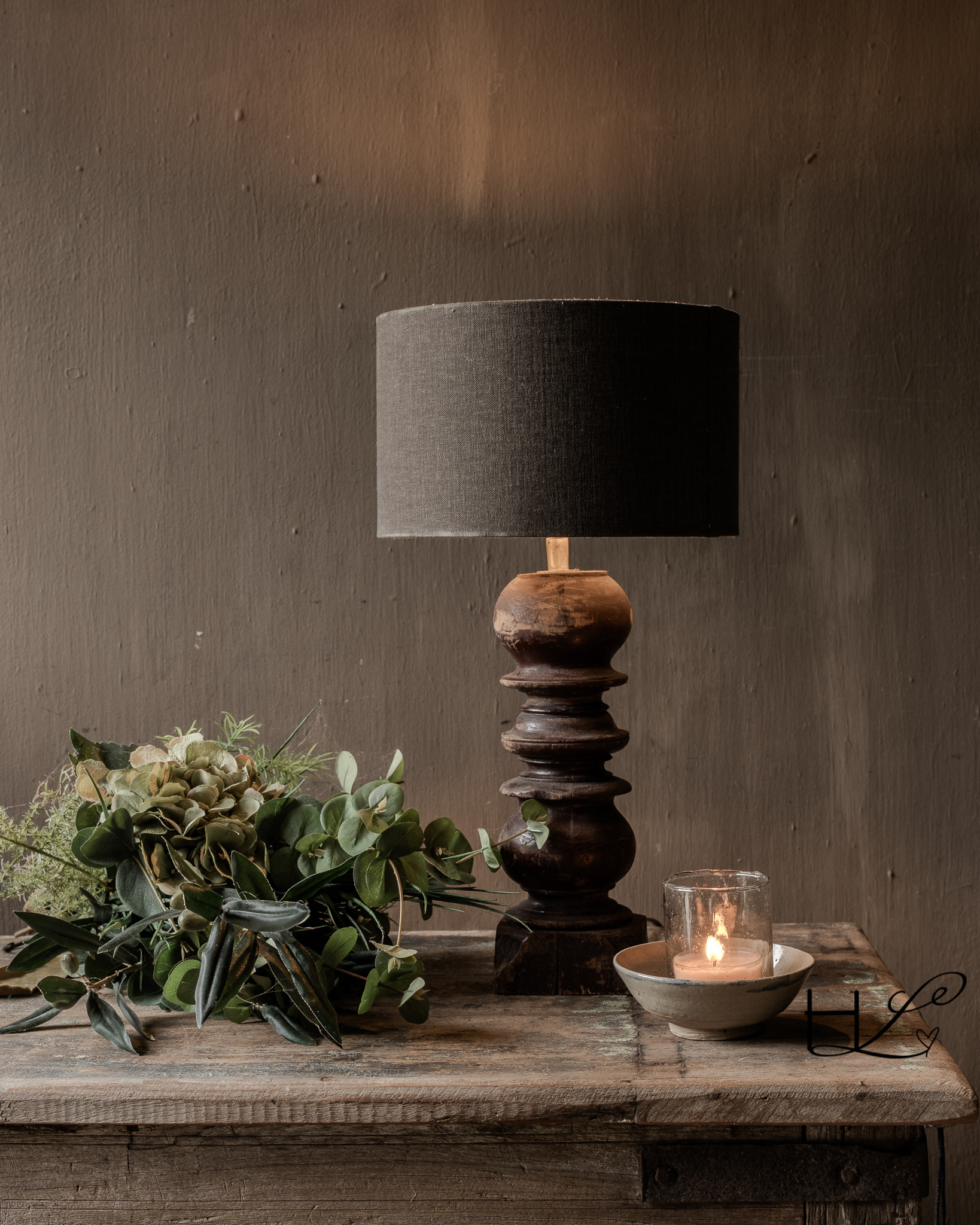 Houten balusterlampje roodbruin – Aura Peeperkorn-1