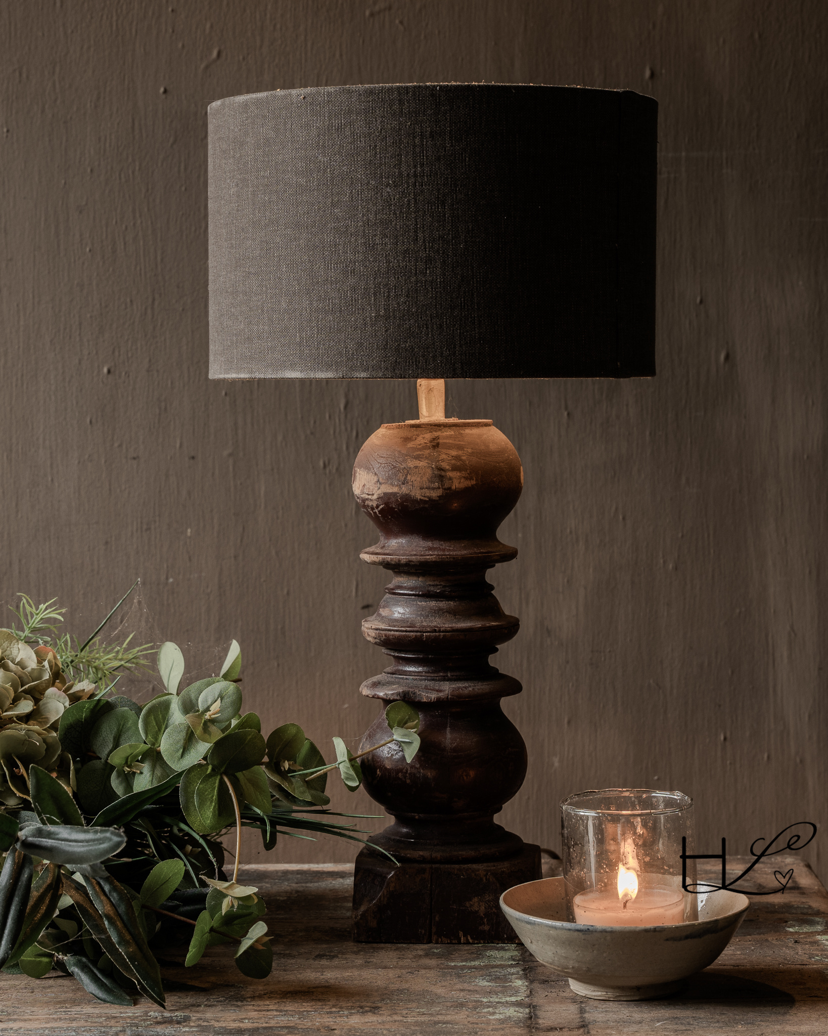 Houten balusterlampje roodbruin – Aura Peeperkorn-2