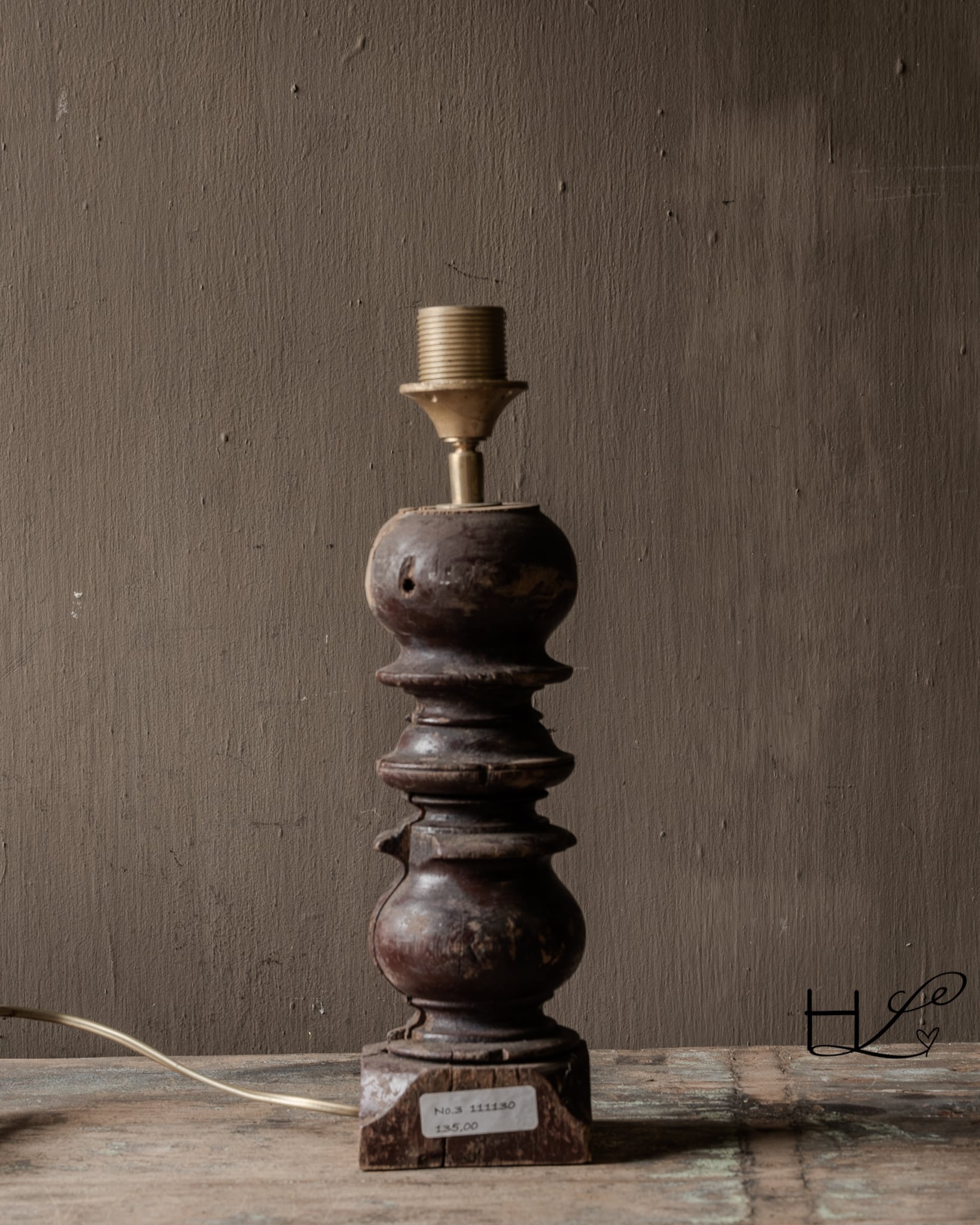 Houten balusterlampje roodbruin – Aura Peeperkorn-7