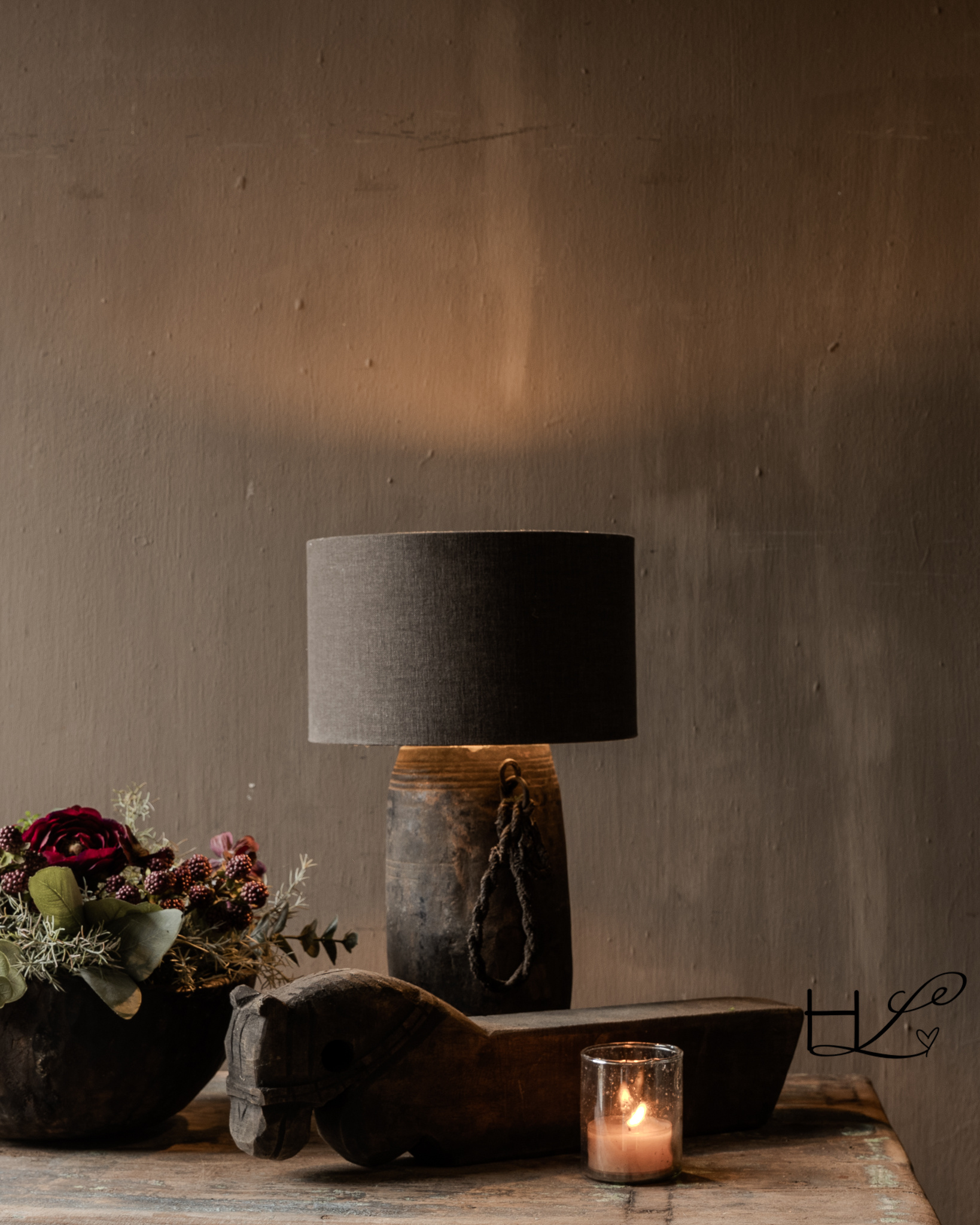 Houten Kruiklamp – Oude Indiase Melkkruik-1