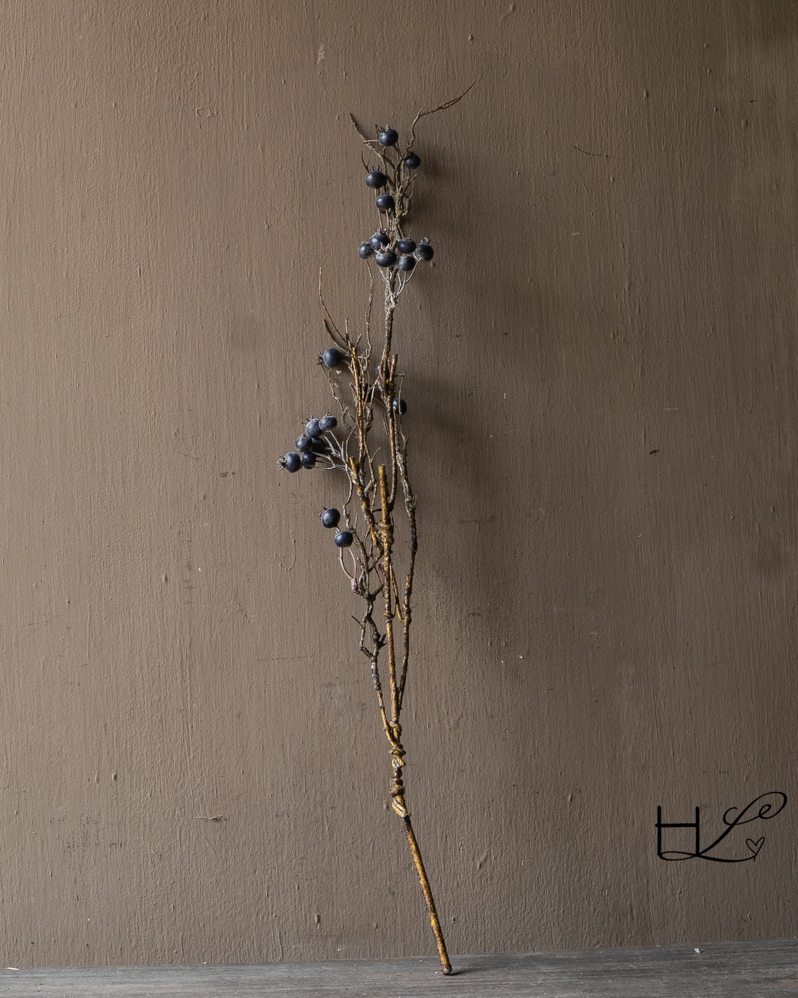 Künstlicher Beerenzweig, blaugrau – 70 cm-2