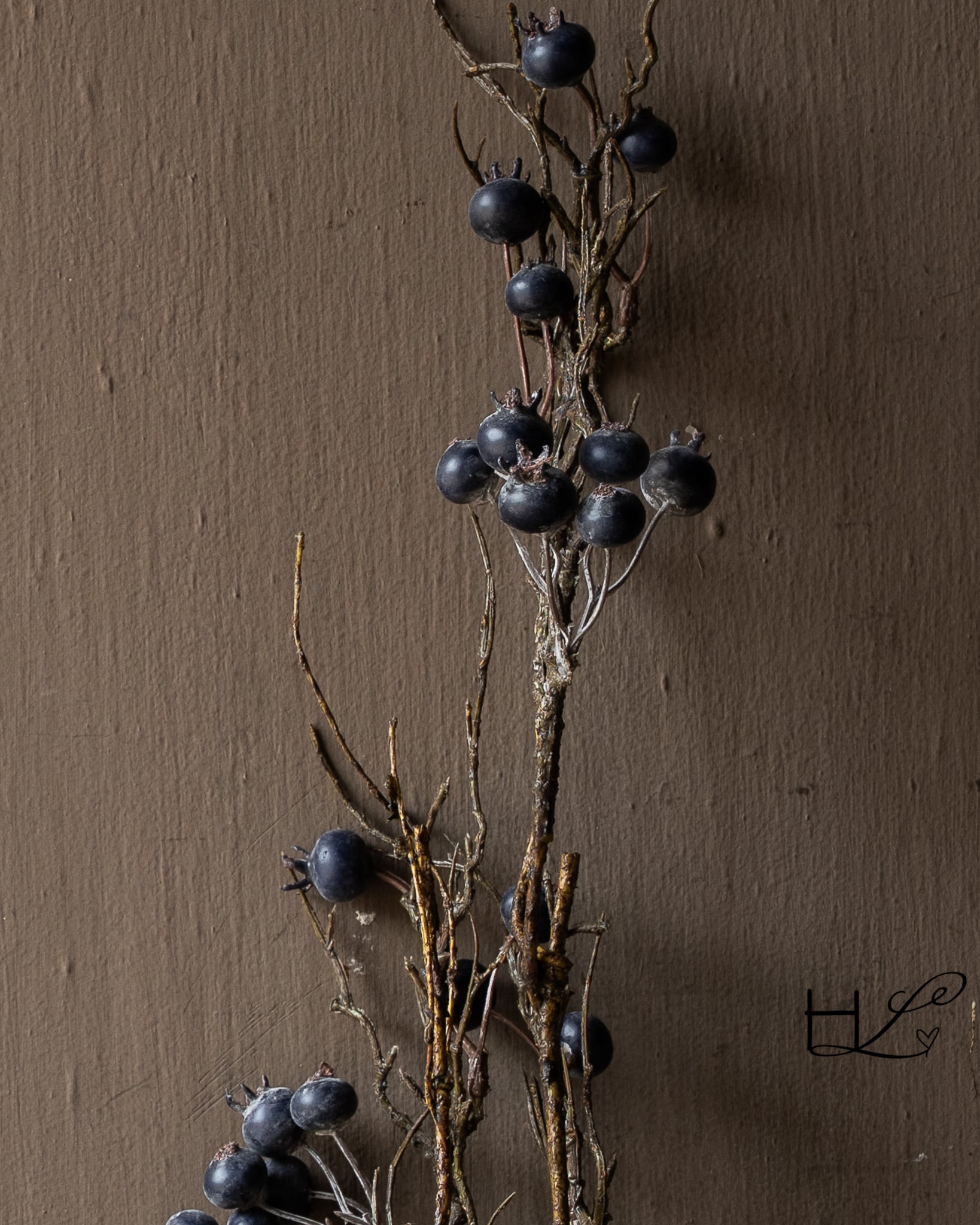 Künstlicher Beerenzweig, blaugrau – 70 cm-3