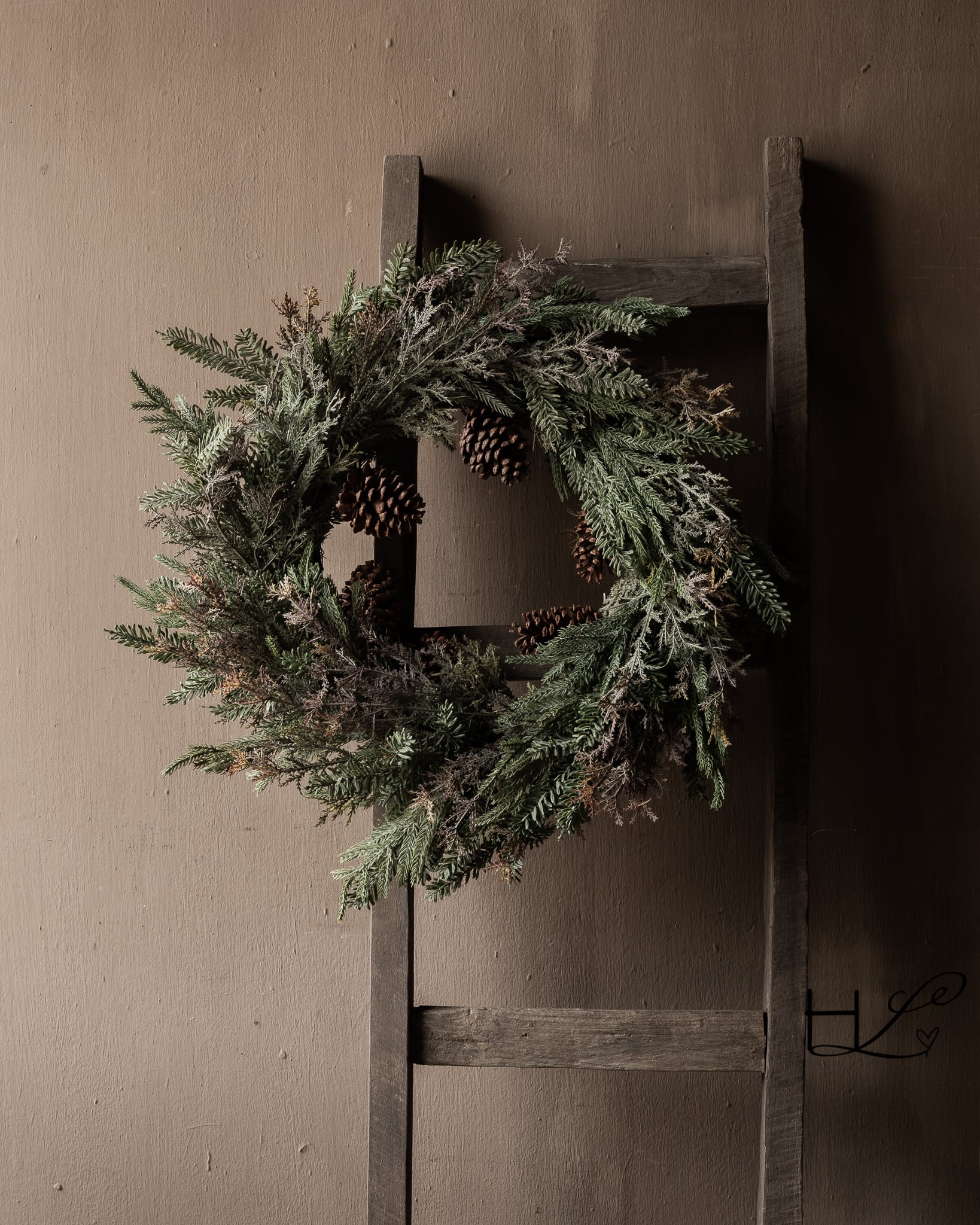 Winter wreath with fir branches & pine cones-1