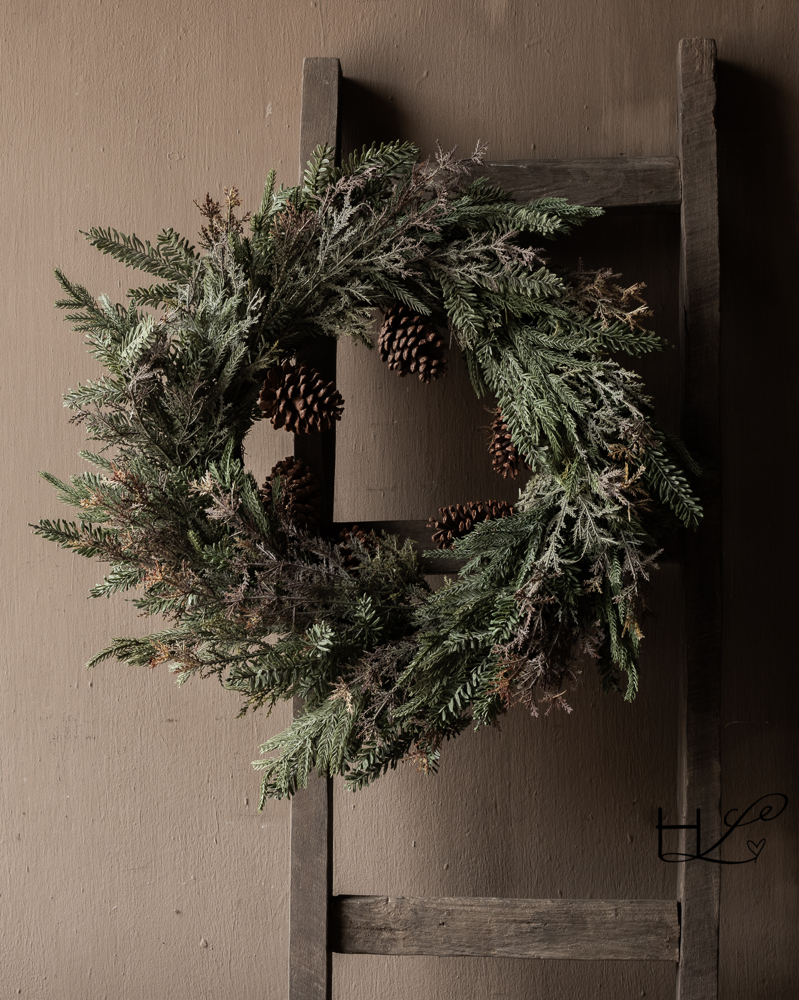 Winter wreath with fir branches & pine cones-2