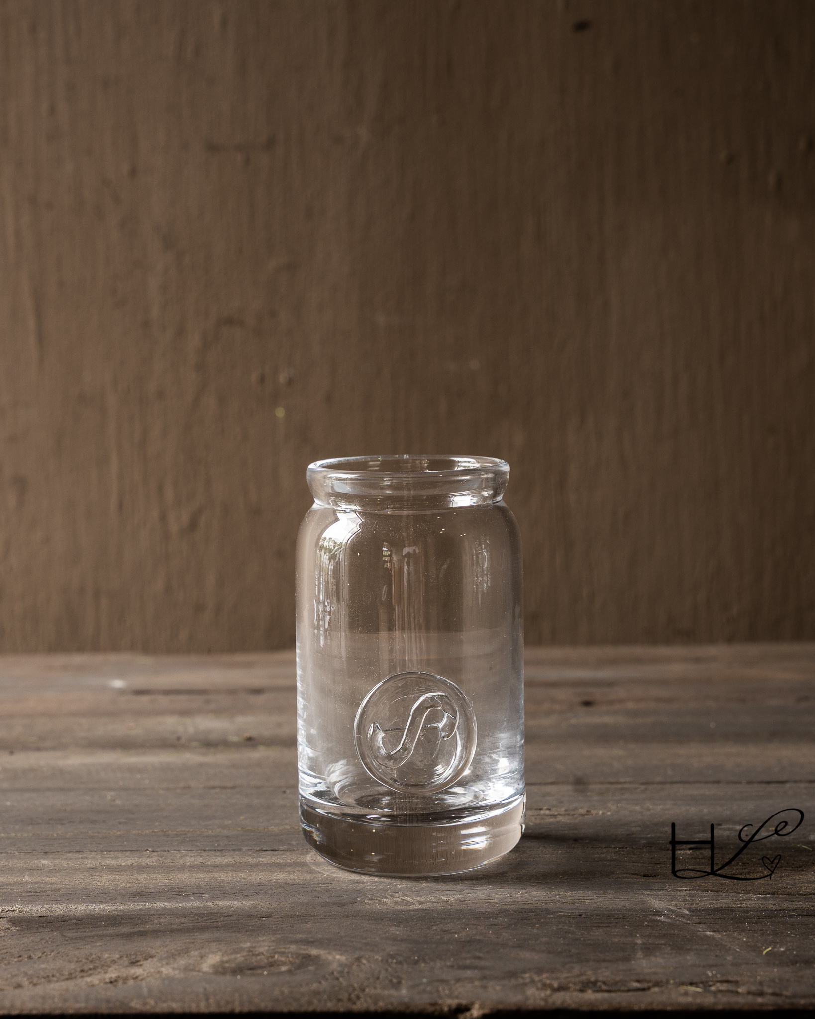 Marmeladenglas-Trinkglas mit Glasmedaillon-3