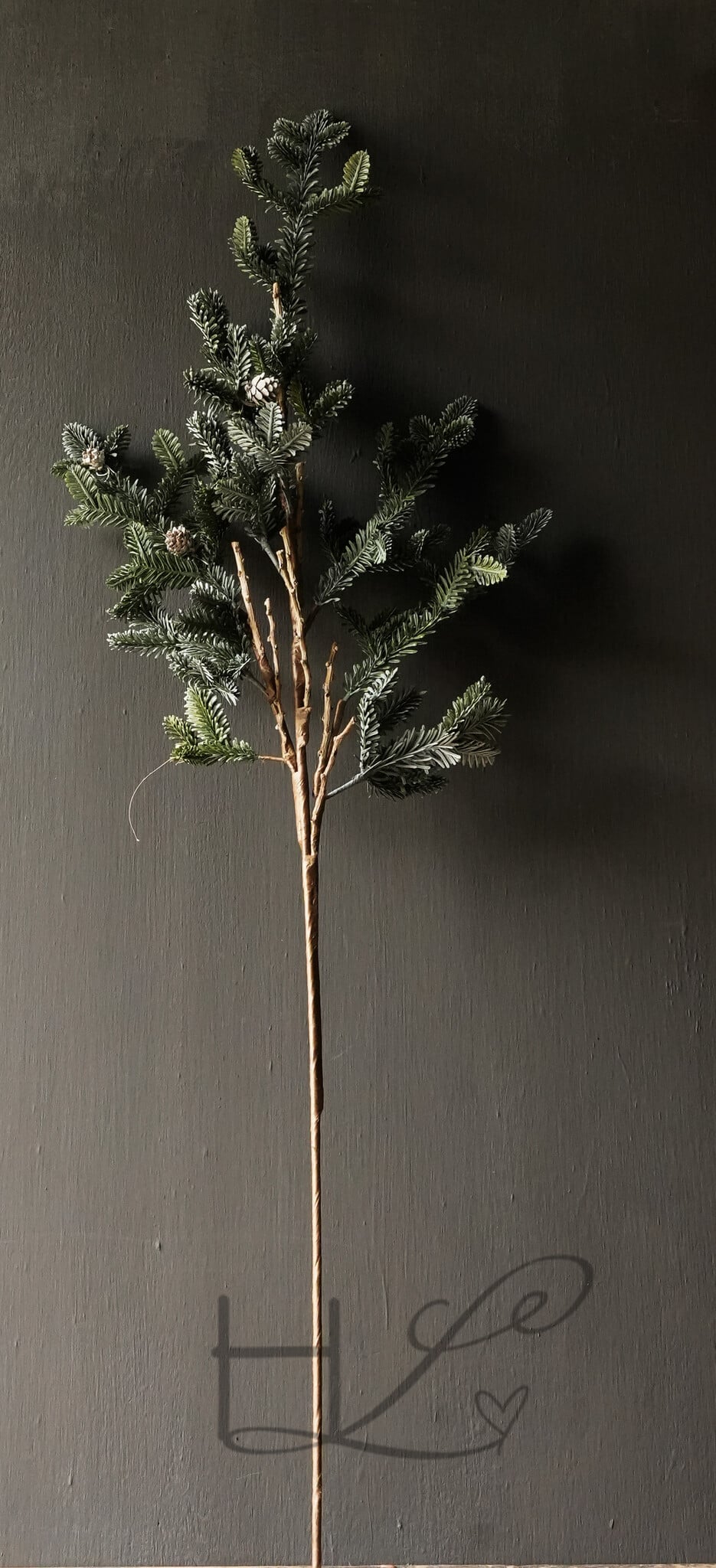 Artificial silver fir Christmas branch with pine cones-5