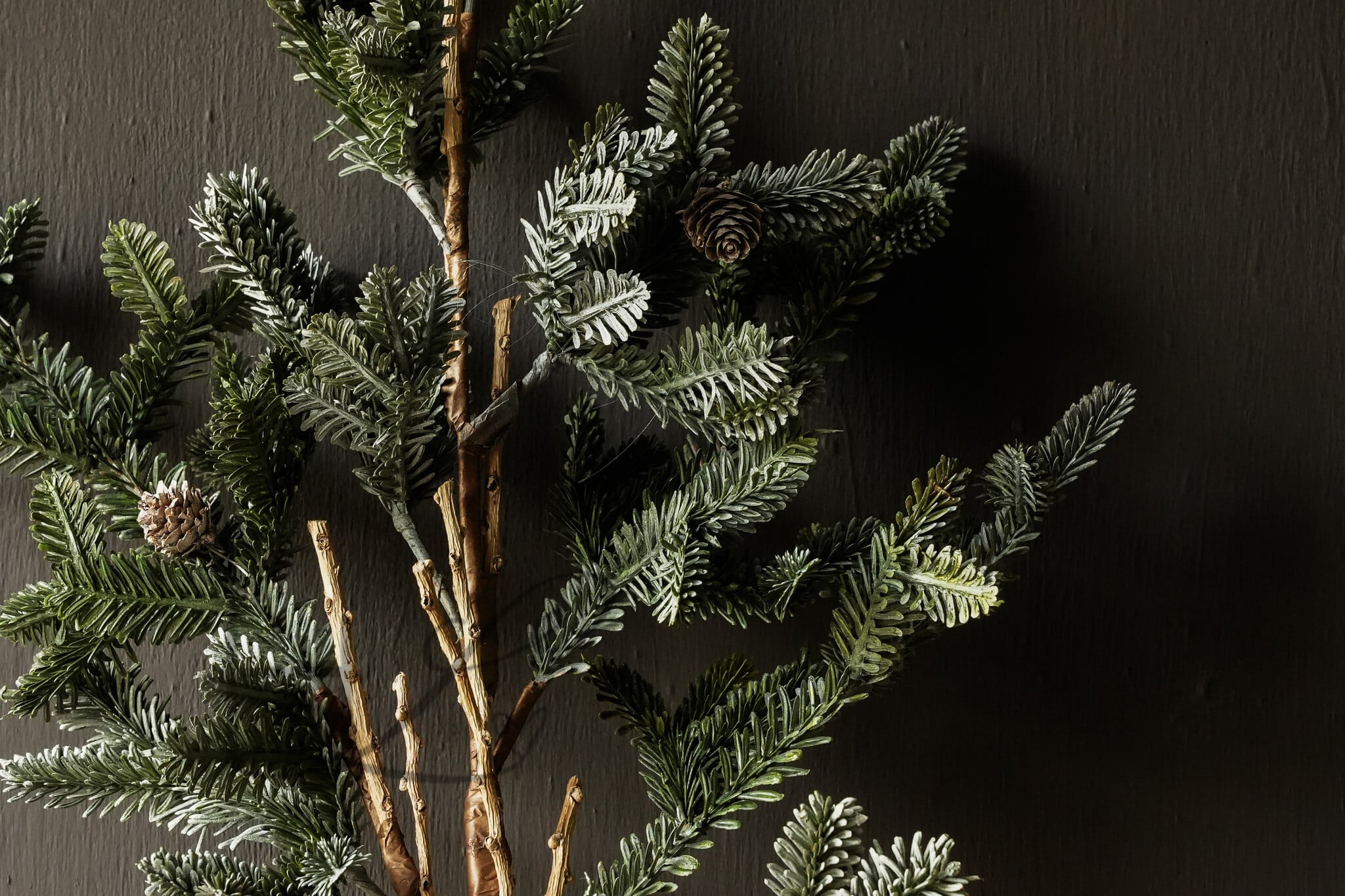 Artificial silver fir Christmas branch with pine cones-6