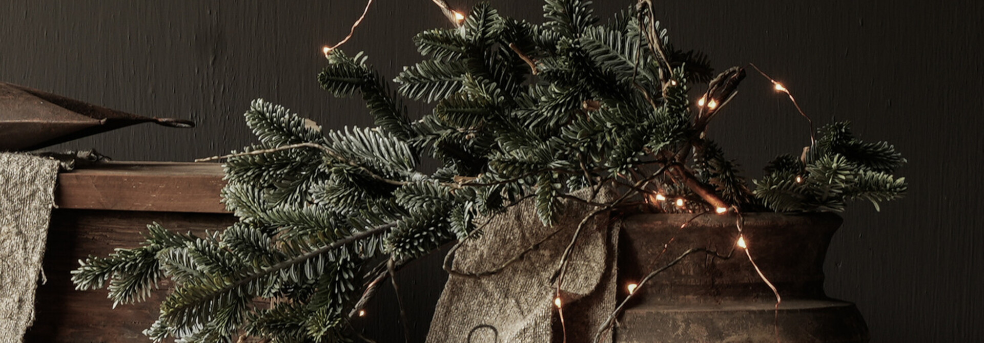 Artificial silver fir Christmas branch with pine cones
