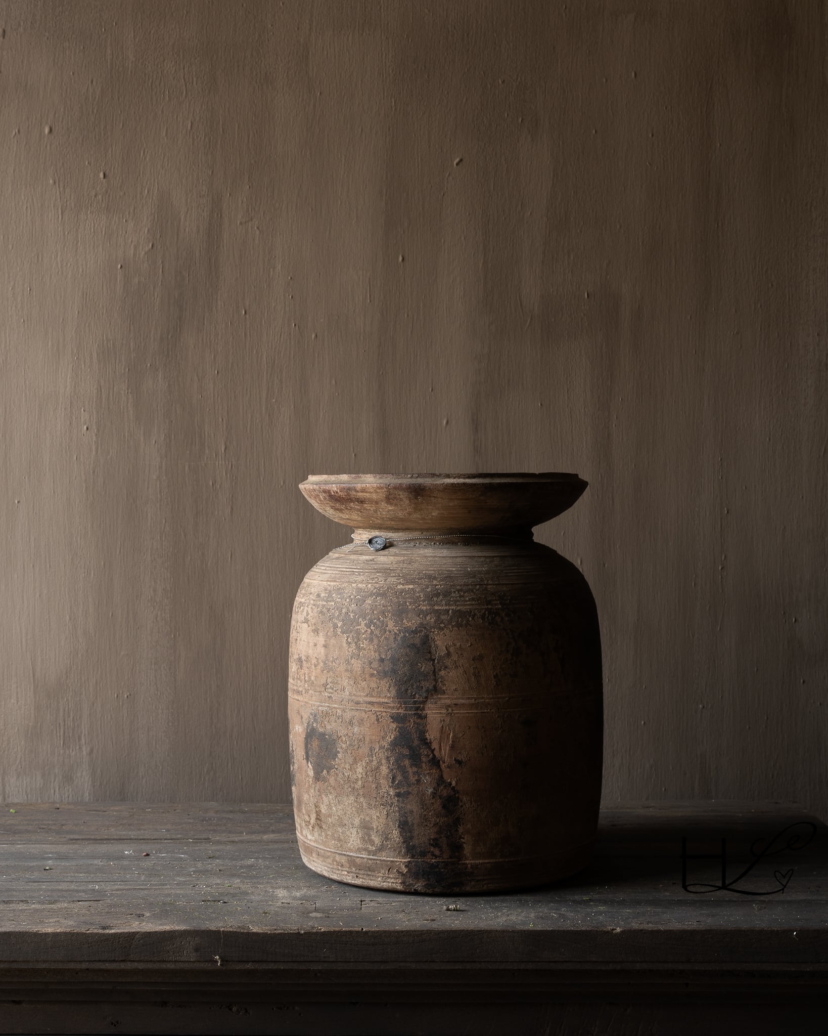 Original Old Wooden Hoffz Nepalese Jug Ø30 x H39 cm-4