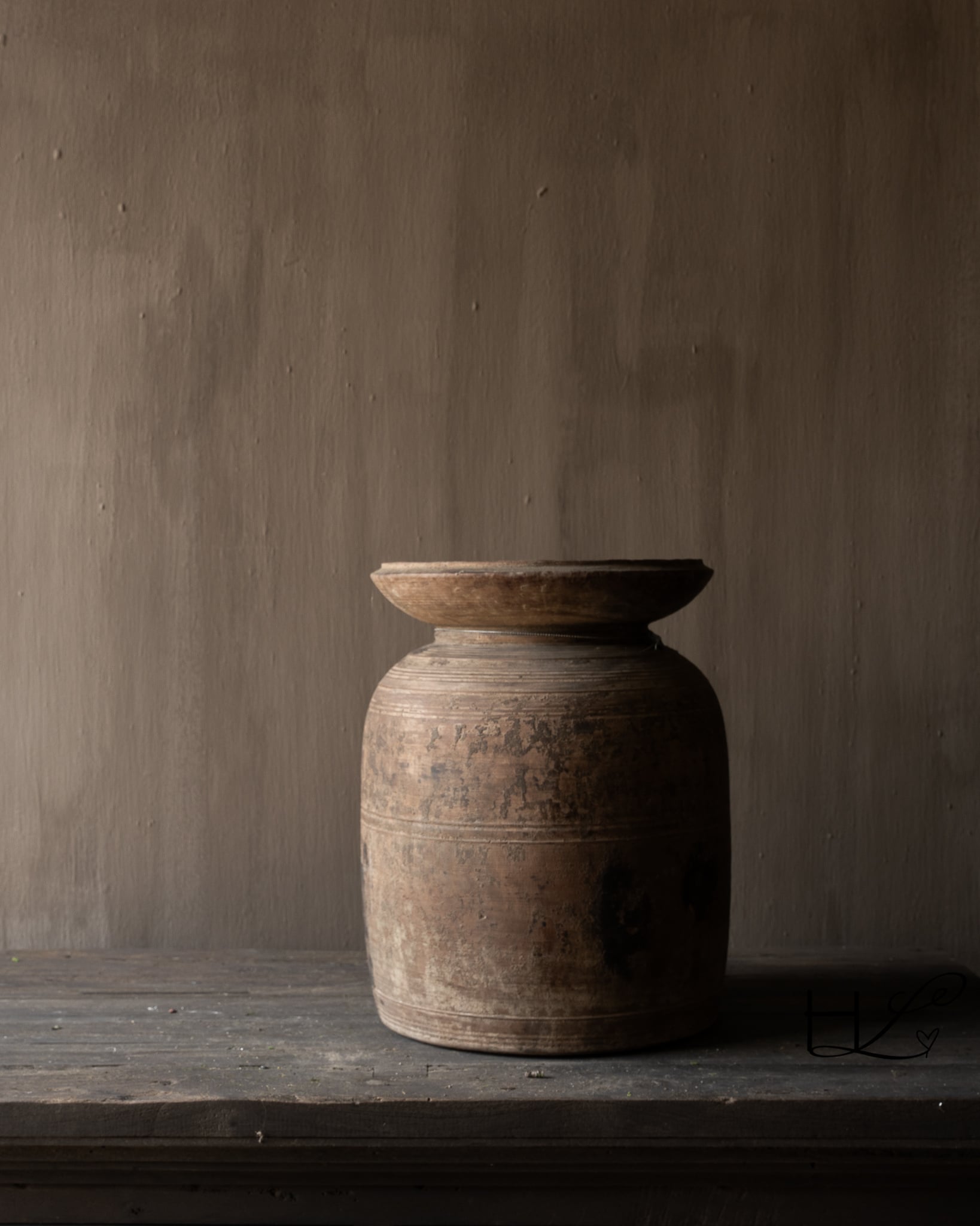 Original Old Wooden Hoffz Nepalese Jug Ø30 x H39 cm-7