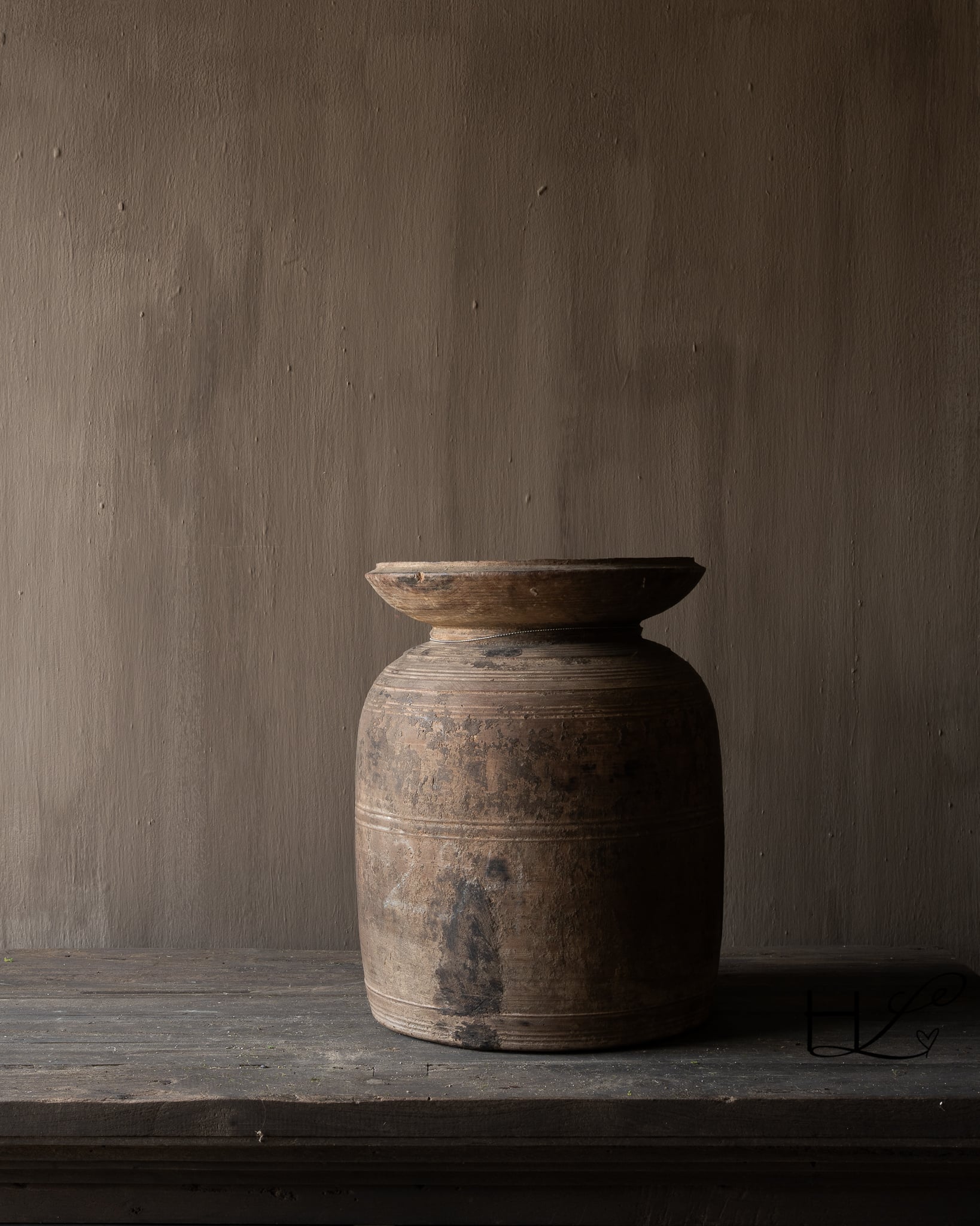 Original Old Wooden Hoffz Nepalese Jug Ø30 x H39 cm-8