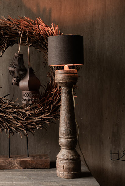 Old wooden baluster lamp