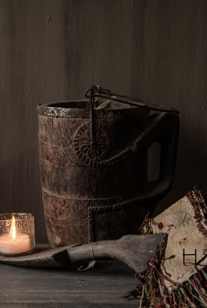 Unique Antique Wooden Mug / Milk Jug