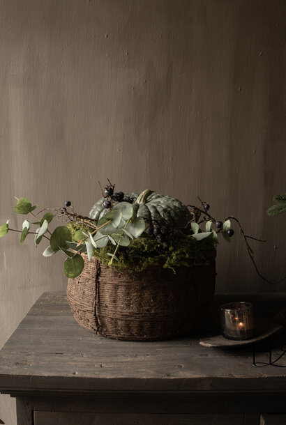 Original vintage rattan wicker clay basket