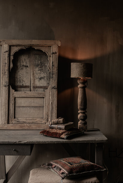 Sturdy wooden shutter from an old building in India