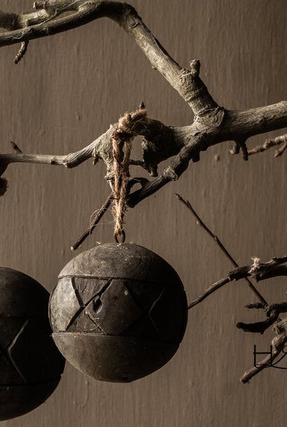 Sturdy wooden ball with rope