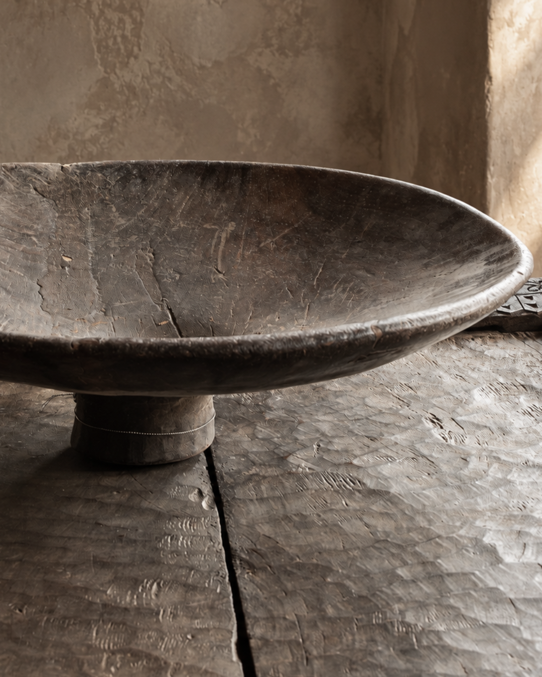 Unique, amazing antique eye-catcher, Berber tazza wooden bowl-2