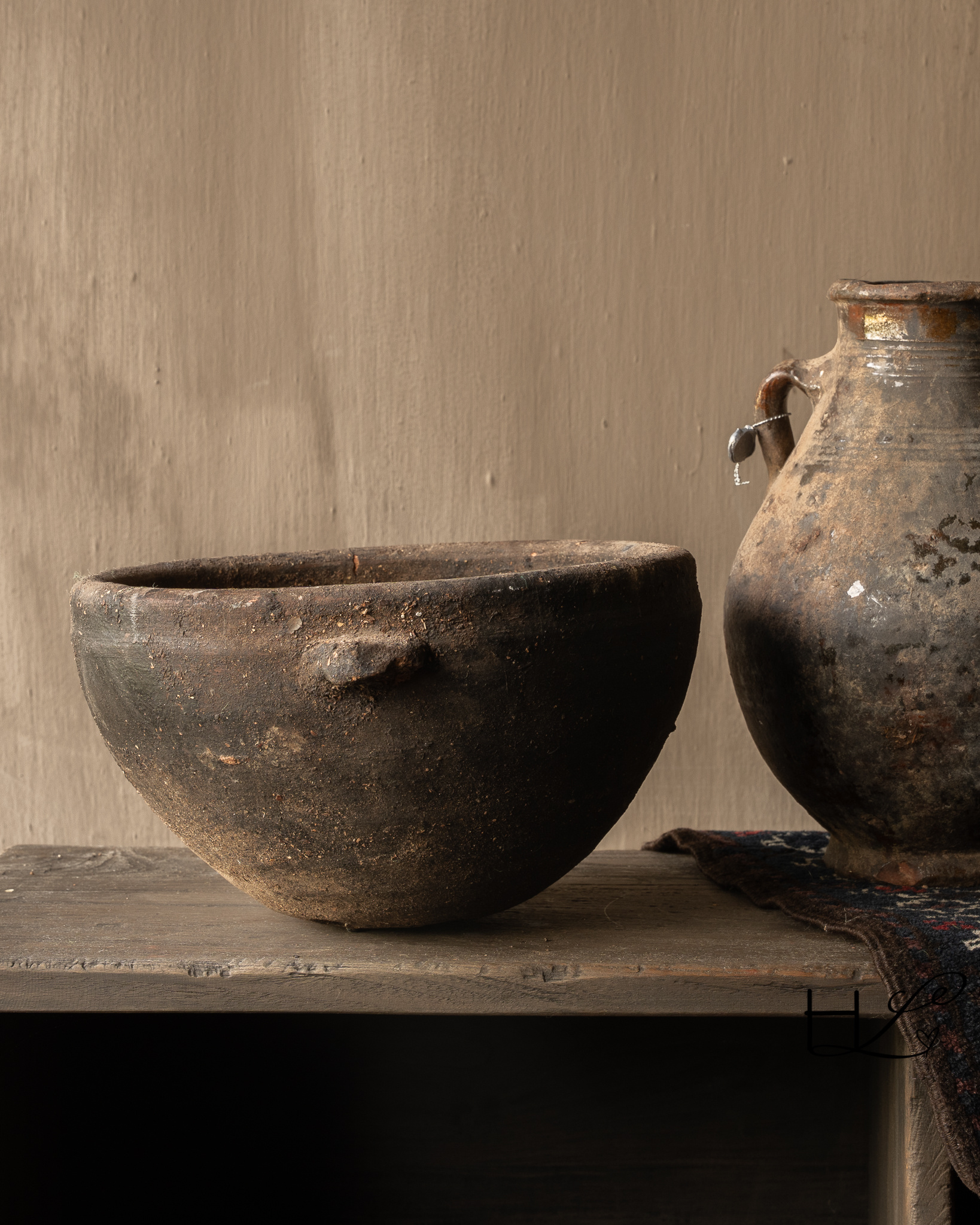 Prachtig Unieke Antieke aardewerk berber pot / berber schaal-4