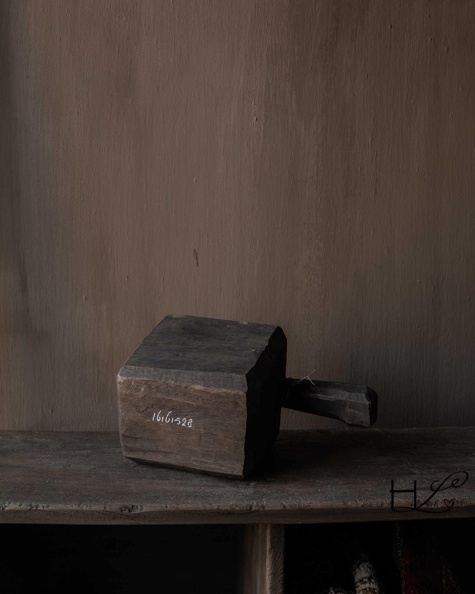 Antieke houten vijzel met handvat – Hoffz, uniek-4