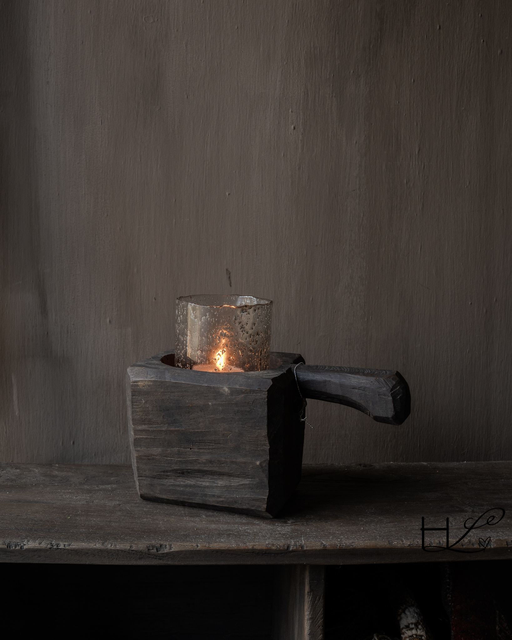 Antieke houten vijzel met handvat – Hoffz, uniek-9