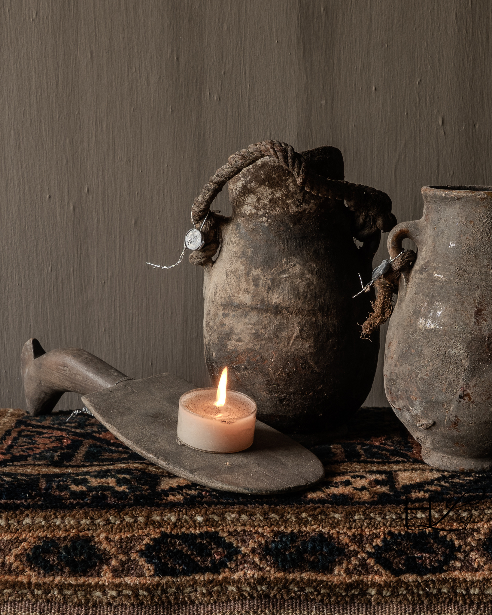 Prachtig Unieke Antieke aardewerk berberkruikje-8