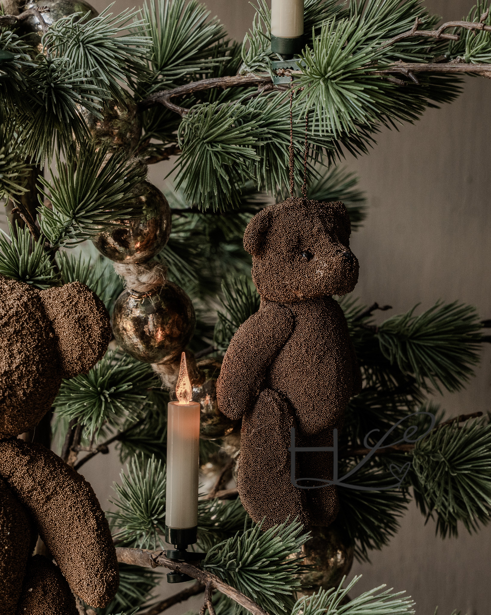 Copper glitter bear 11 cm-3