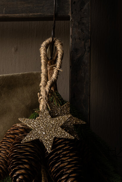 Gold metal glitter star – 10 cm