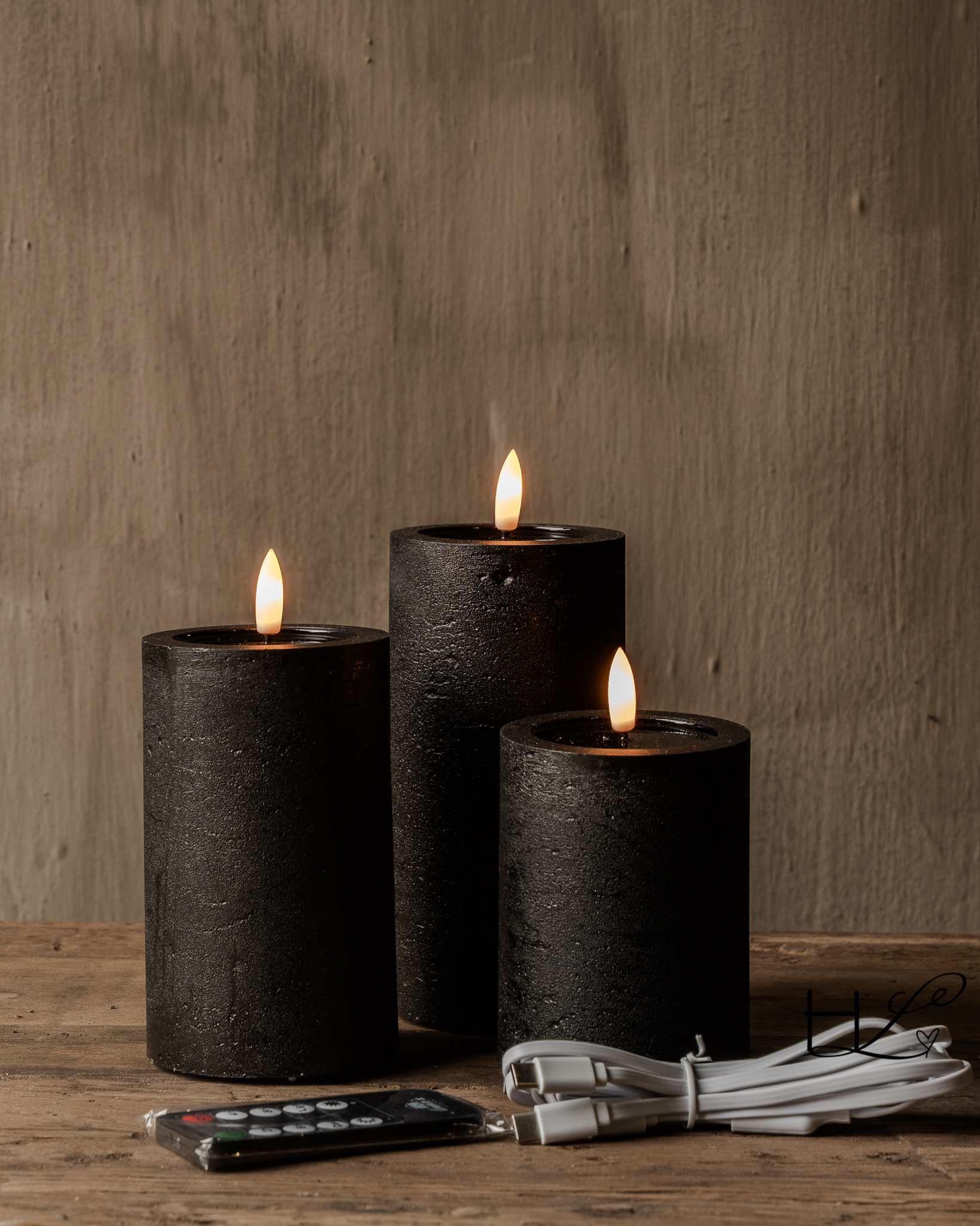 Rechargeable LED candles with 3D flame – set of 3-4