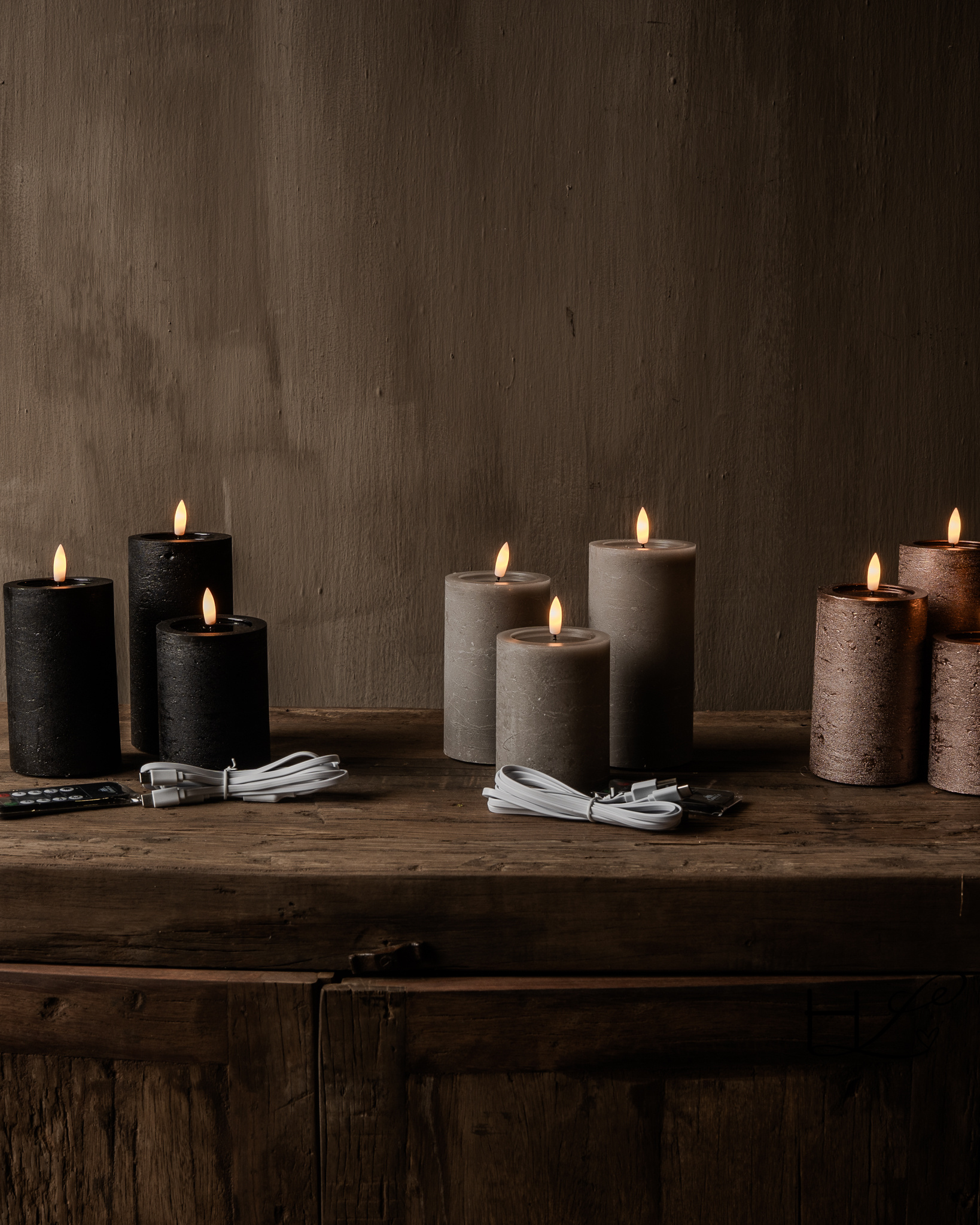 Rechargeable LED candles with 3D flame – set of 3-5