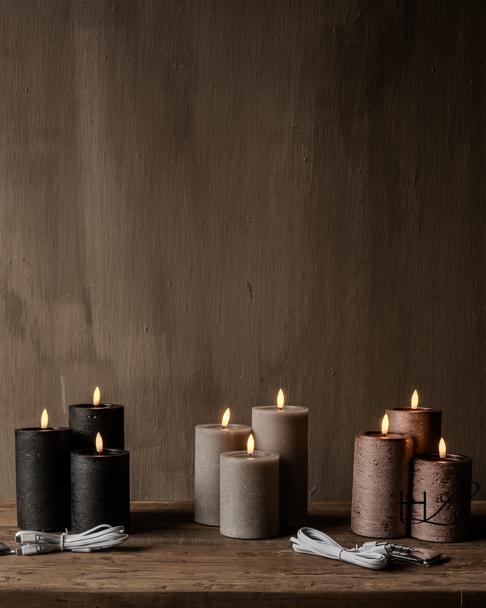 Rechargeable LED candles with 3D flame – set of 3-6