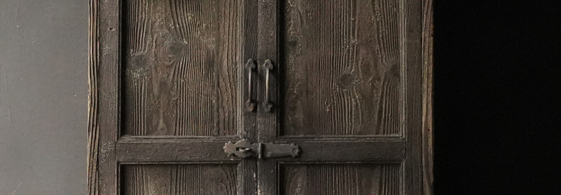 Rugged sandblasted antique Indian wooden cabinet