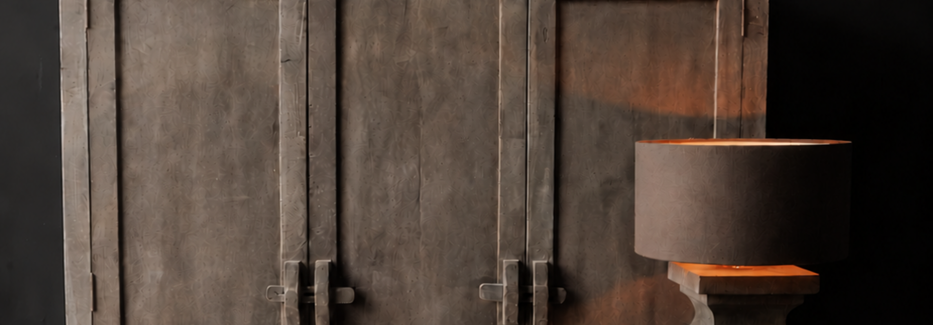 Sturdy wooden cabinet with two doors and wooden sliding bolts