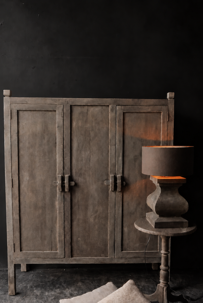 Sturdy wooden cabinet with two doors and wooden sliding bolts