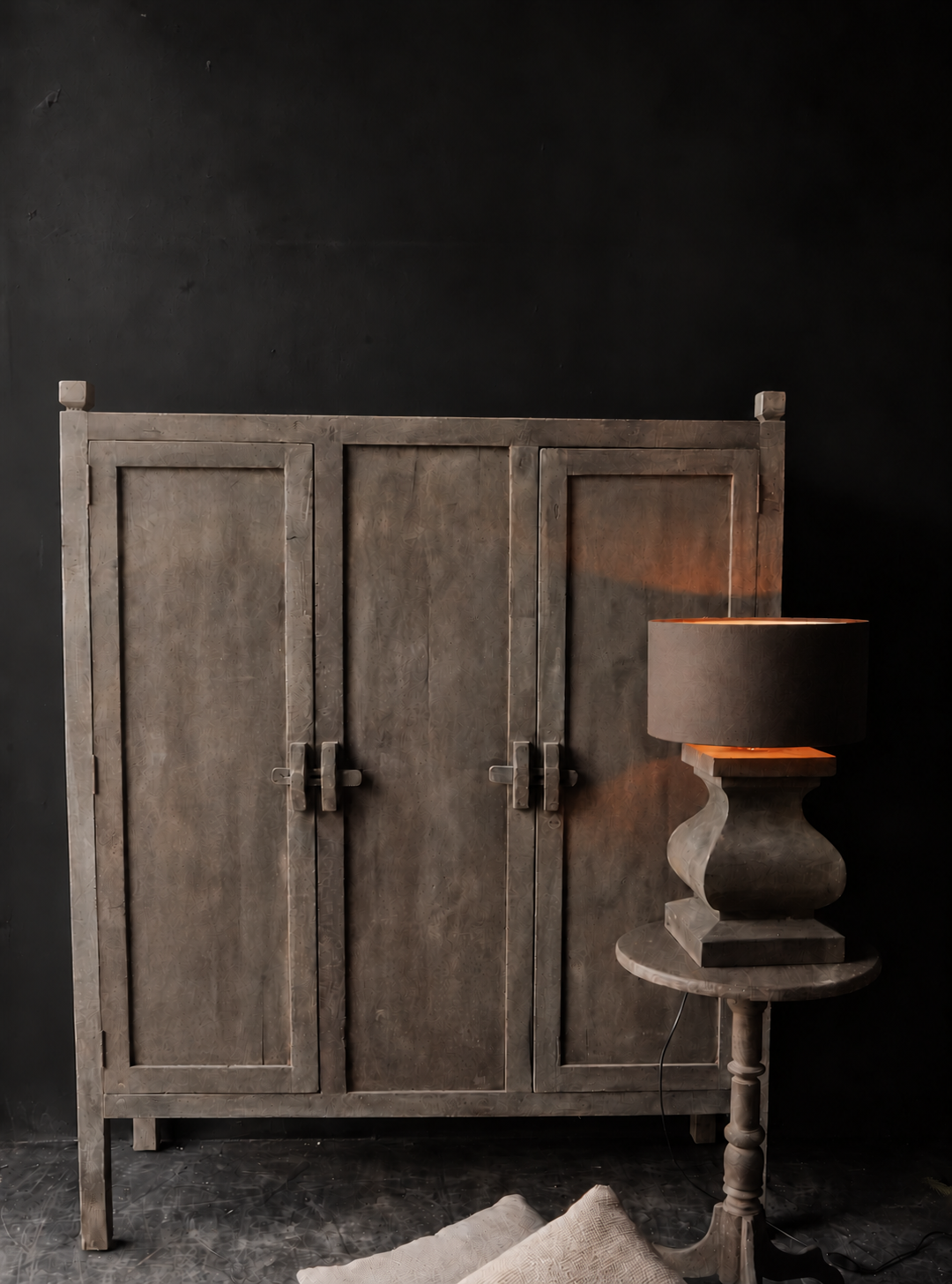 Sturdy wooden cabinet with two doors and wooden sliding bolts-1