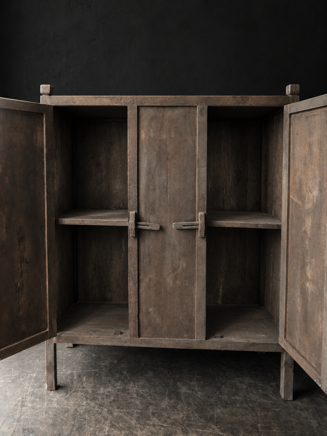 Sturdy wooden cabinet with two doors and wooden sliding bolts-2
