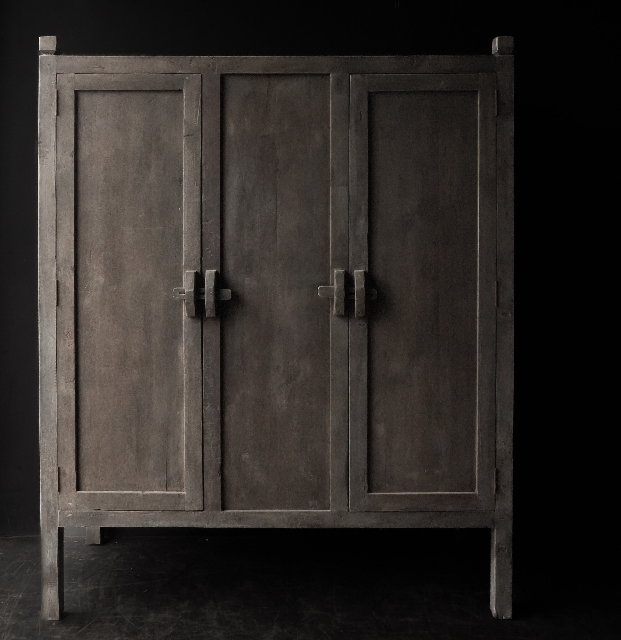 Sturdy wooden cabinet with two doors and wooden sliding bolts-3