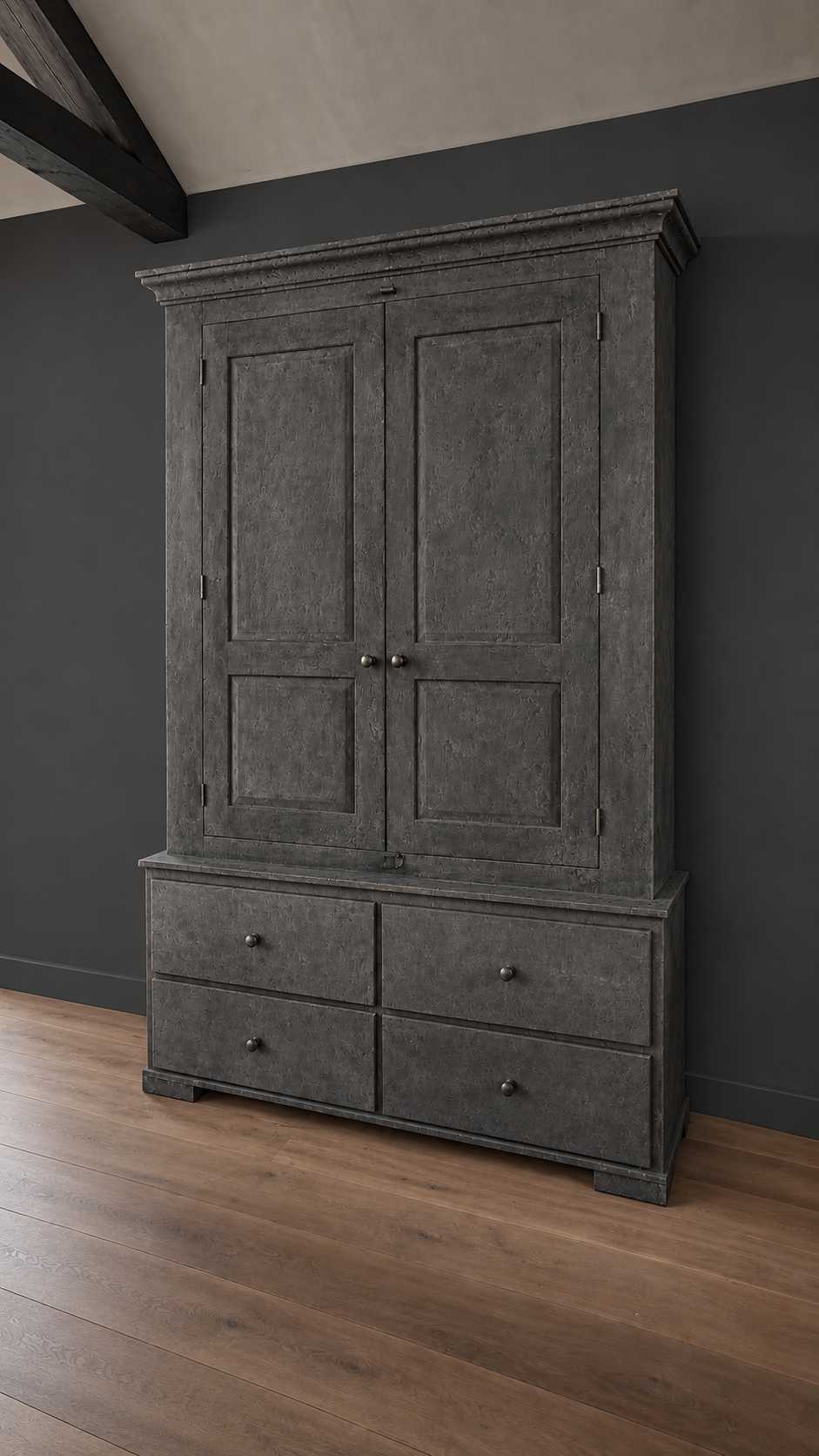 Sturdy dark wooden two-door cabinet-4