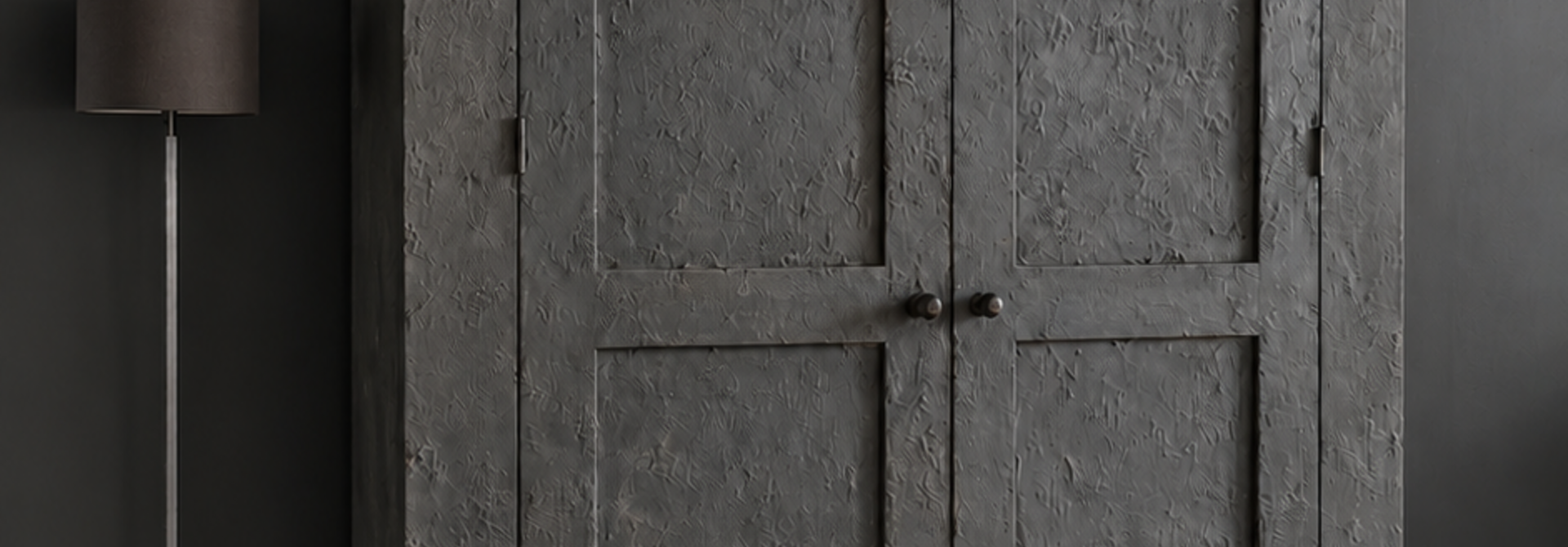 Sturdy dark wooden two-door cabinet